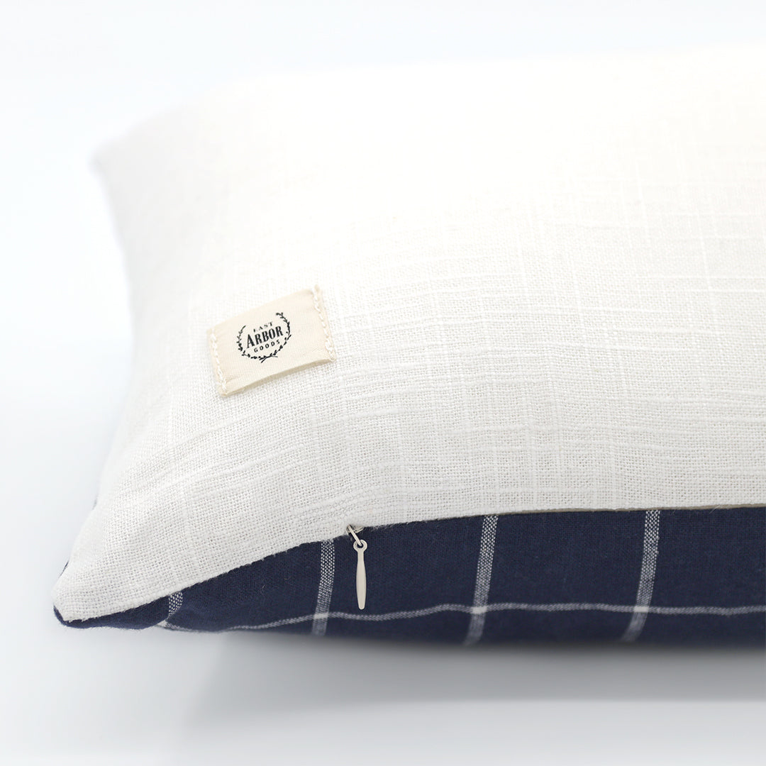 Navy linen online throw