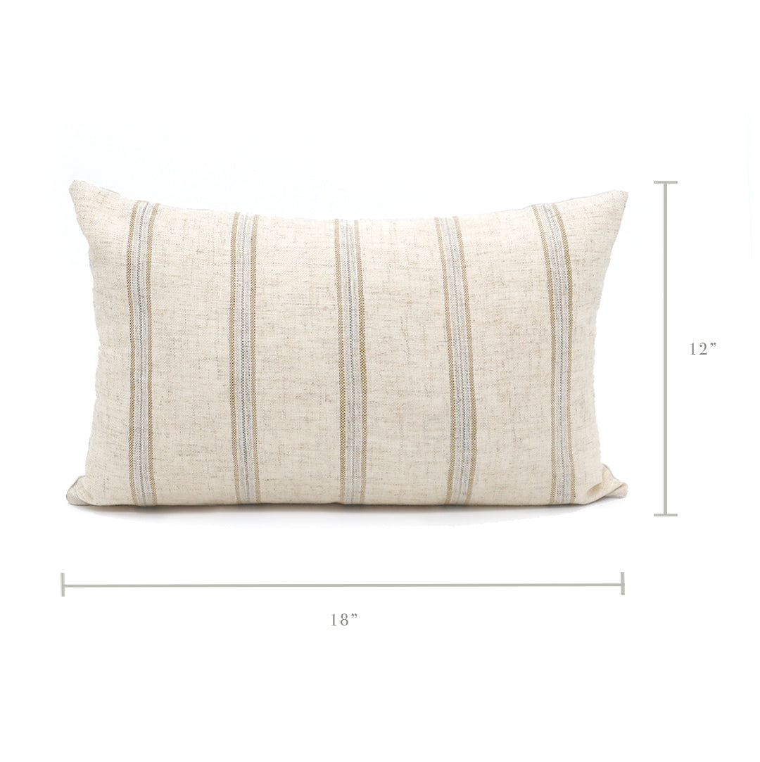 Linen Stripe Buttoned Pillow: Multiple Sizes